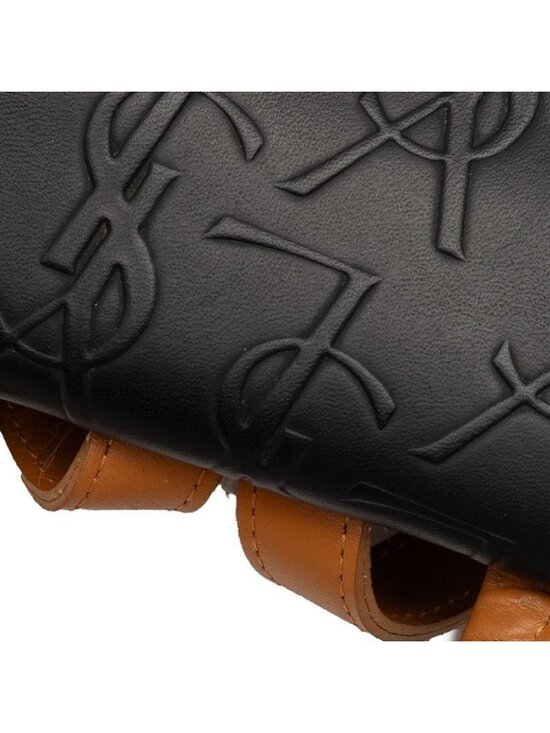Saint Laurent YSL Logo Monogram Backpack Black Brown Leather main image 6